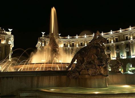 Republica Fountain at Night, Roma Places Of Interest, Rome Italy, The ...