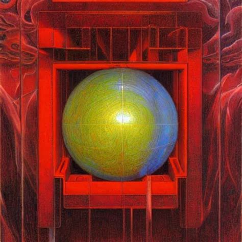 Chrome Spheres On A Red Cube By Jean Delville Stable Diffusion Openart