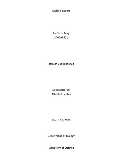 Curtis May 300295621 A2 Meiosis Meiosis Report By Curtis May