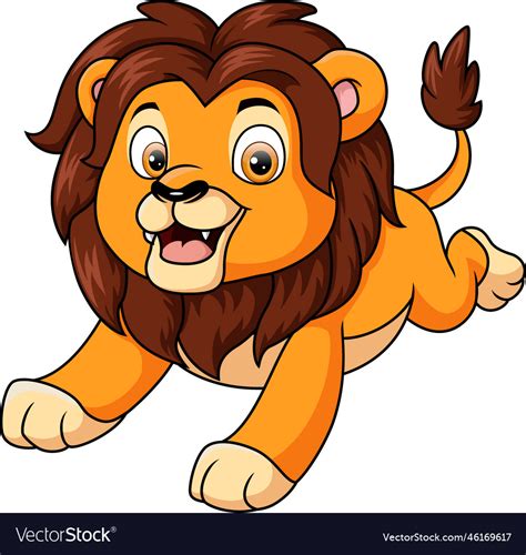 Cartoon Lion Jumping On White Background Vector Image