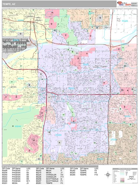 Tempe Arizona Wall Map Premium Style By Marketmaps