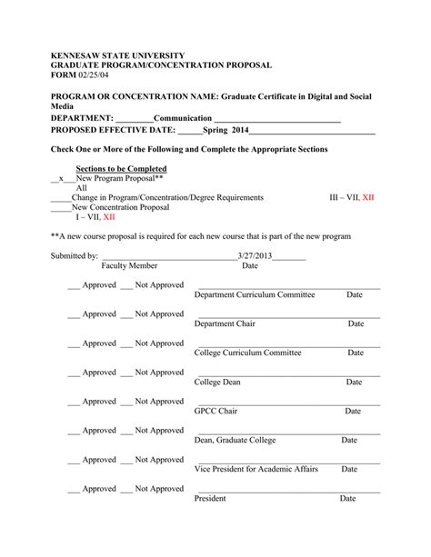 Kennesaw State University Graduate Program Concentration Proposal Form