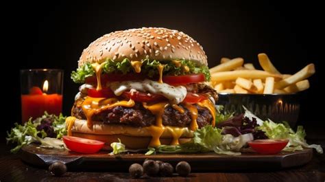 Premium AI Image | cheeseburger HD 8k wall paper Stock Photographic image