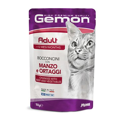 Gemon Cat z govedino in zelenjavo za odrasle mačke 100g 4tace