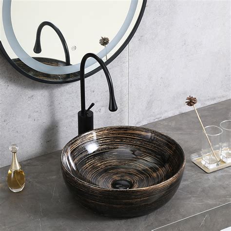 Round Ceramic Wash Basin Bathroom Vanity Single Sink Wash Basin