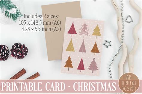 Printable Christmas Card Design | Boho Christmas Trees