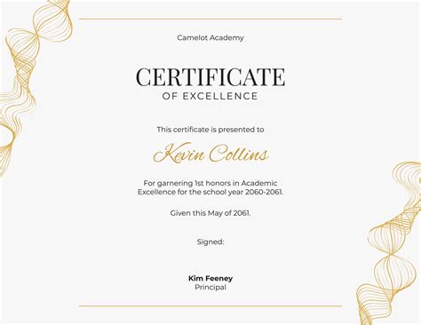 Academic Excellence Award Certificate Template In Illustrator Word