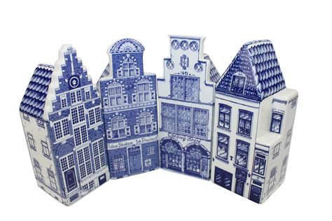 Delft Blue Street Made Up Out Of Individual Houses Blauw Blauwe