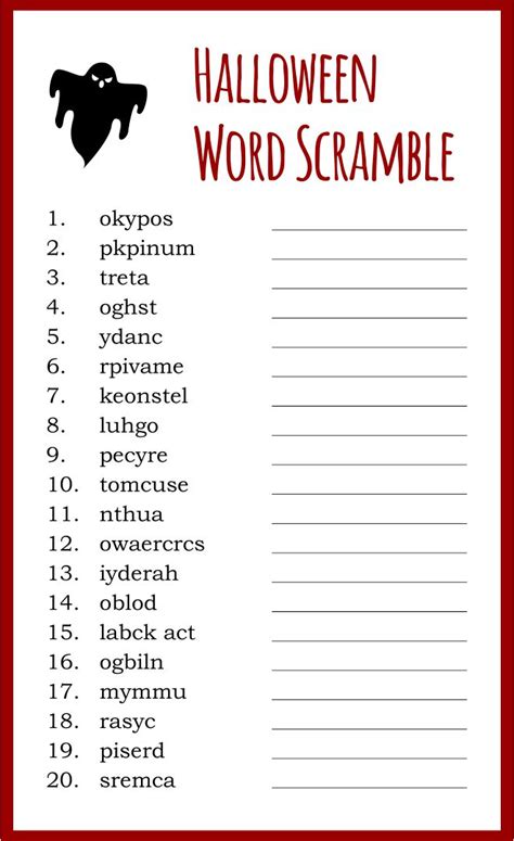 Halloween Word Scramble Printable Letter Words Unleashed