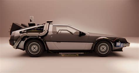 delorean render  side  outadimes  deviantart