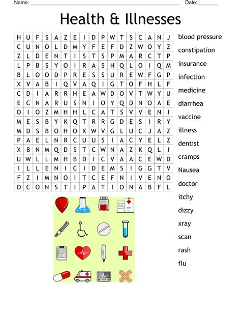 Health Illnesses Word Search WordMint