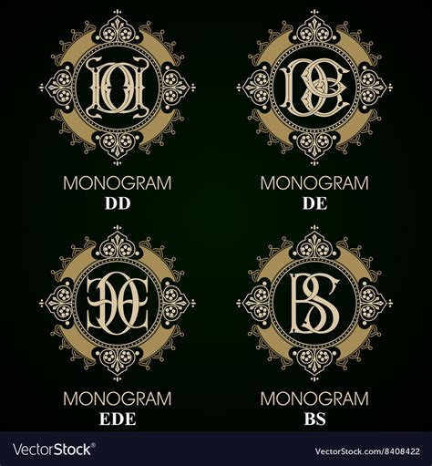 Vintage Monograms 4 Sets Series Royalty Free Vector Image