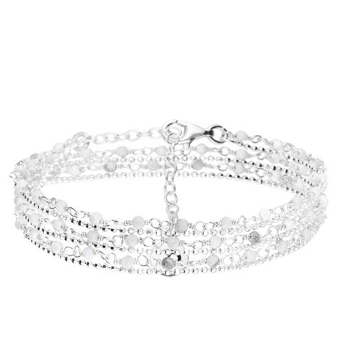 Bracelet Chaine Triple Tours Pierres Blanches Bracelets Argent