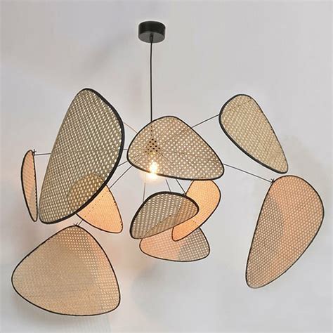 Arturest Pendant Light Japanese Retro Rattan Chandelier Handmade