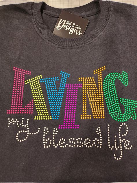 Living My Blessed Life Rhinestone T Shirt Etsy