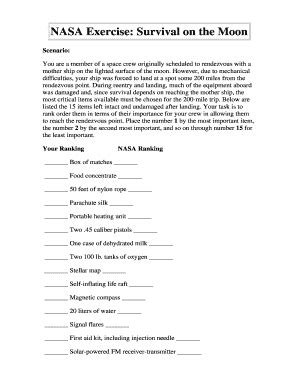 Nasa Moon Survival Team Building Exercise Ppt Fill Online Printable