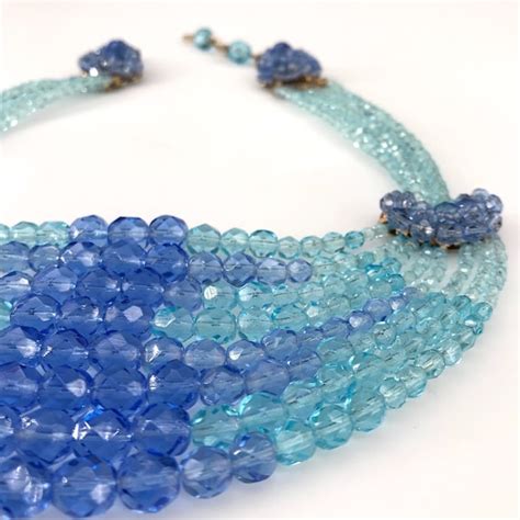 Coppola E Toppo Ombre Collier Italien Cristal Bleu Aqua Shades Etsy