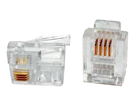 10pcs 6p4c 6 Pins 4 Contacts Rj14 Telephone Modular Plug Jack Rj14 Connector Ebay