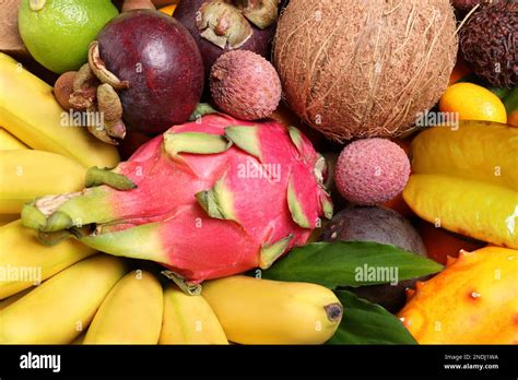 tropical fruits  background closeup view stock photo alamy