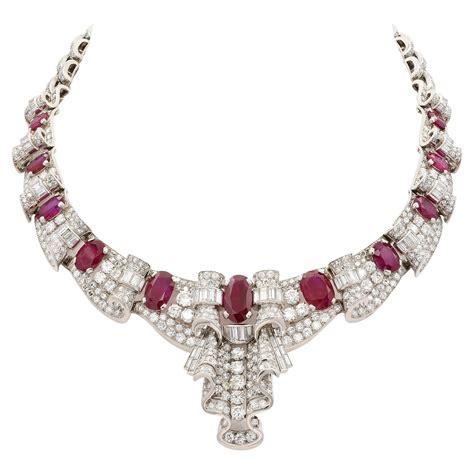 Edwardian Burma No Heat Ruby And Diamond Necklace For Sale At 1stdibs