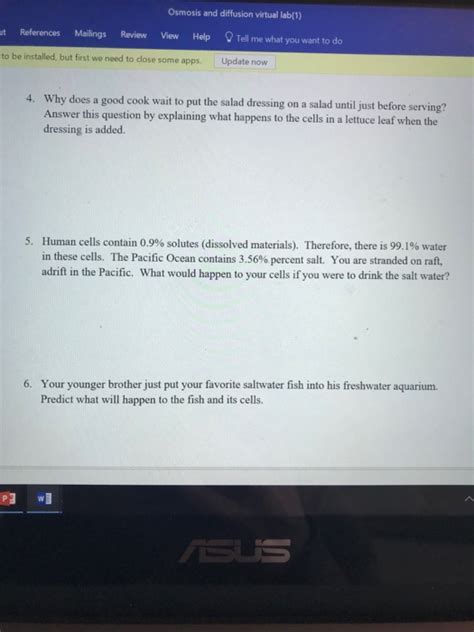 Solved Osmosis And Diffusion Virtual Lab 1 References Chegg