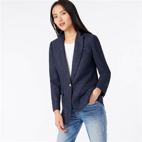 Jcrew Long Parke Blazer In Navy Herringbone English Wool For Women