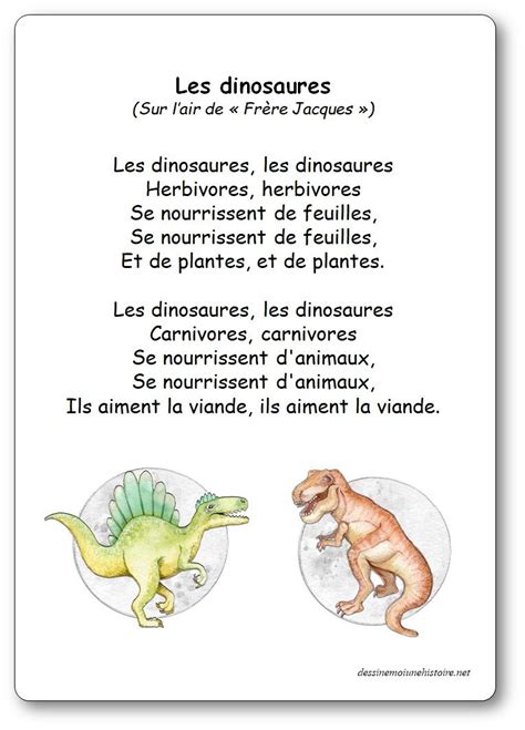 Les dinosaures une comptine à chanter sur lair de Frère Jacques