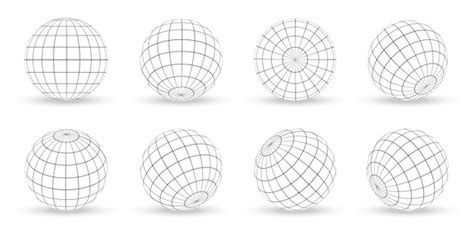 Premium Vector Abstract Globe Sphere Collection Line Globe Planet