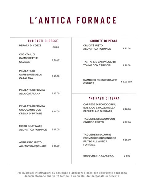 Men Completo E Carta Lantica Fornace A Milano Thefork