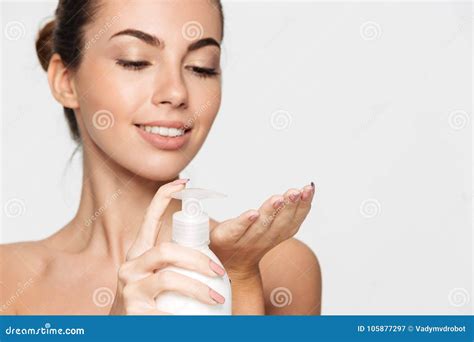 Close Up Beauty Portrait Of A Smiling Half Naked Woman Stock Image