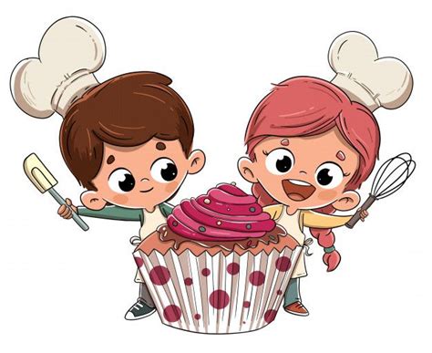 Cartoon Baking Cupcakes