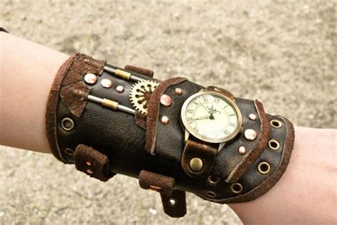 Steampunk Wrist Watch Leather Steampunk Wristband Steampunk Bracelet