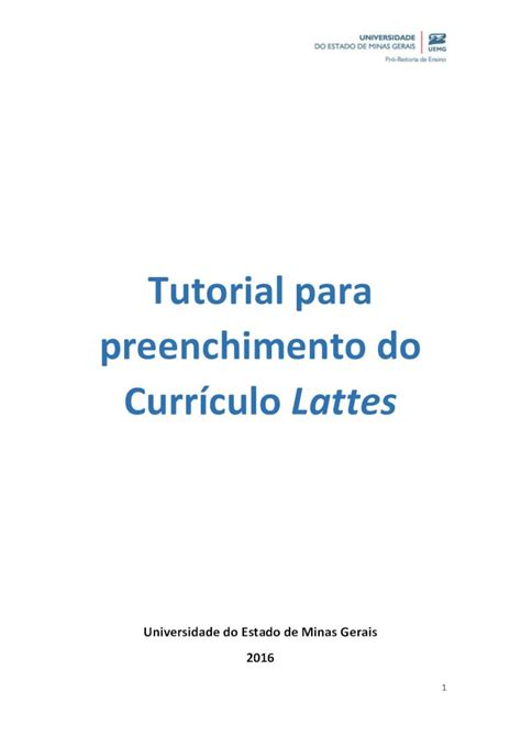 PDF Tutorial para preenchimento do Currículo Lattes para