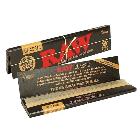 Black Raw Classic Hemp King Size Slim Smoking Cigarette Rolling Papers