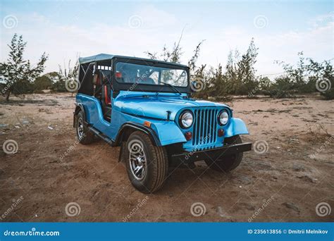 Restored Retro Car During The American Vietnam War On The Sand In The Desert Of Vietnam Stock