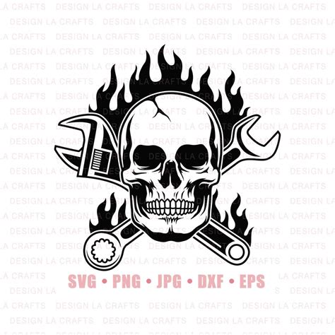 Mechanic Skull Svg Png Skull Mechanic Svg Flaming Skull Svg Mechanic