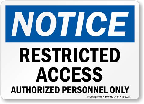 Restricted Access Authorized Personnel Notice Sign Sku S2 1023