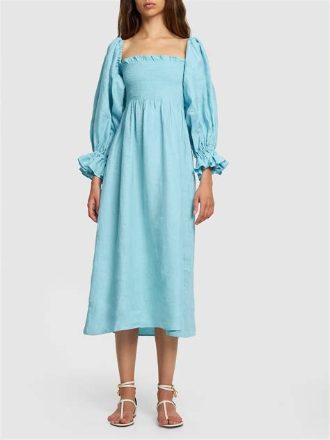 Sleeper Atlanta Linen Midi Dress Sleeper