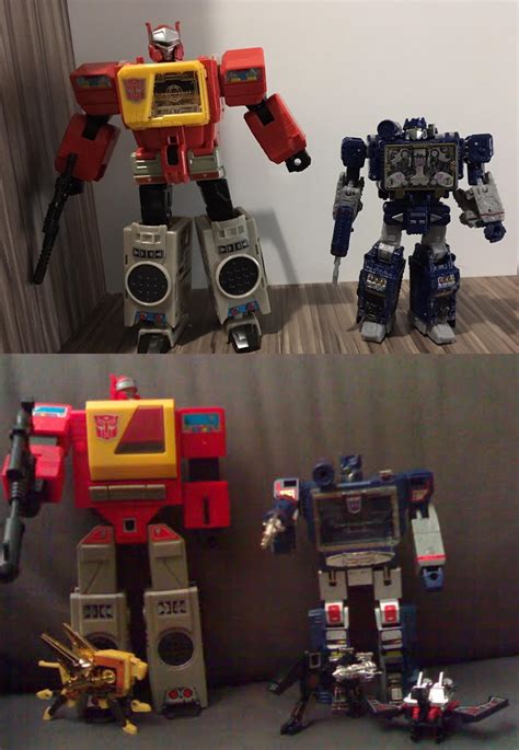 Newest vs oldest versions of Blaster and Soundwave. I guess the scale works?! (G1 pic not mine ...