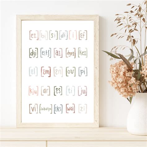 Transcribed Alphabet Speech Therapy Decor Slp T Watercolor Letters Boho Pastel Office