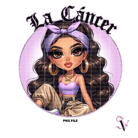 La Cancer Chicana Chola Zodiac Chibi Style Latina Shirt Png For Dtf