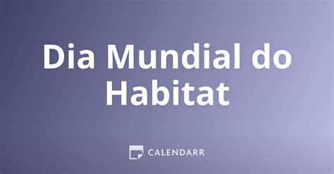 Dia Mundial Do Habitat De Outubro De Calendarr