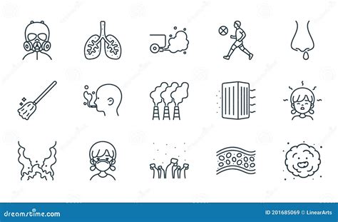 Air Pollution Line Icons Linear Set Stock Vector Illustration Of Artery Bleeding 201685069