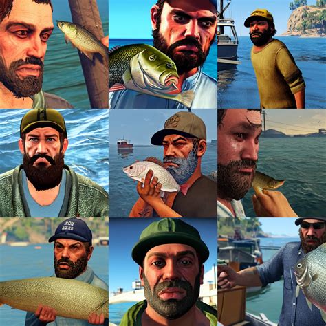 KREA 30 Year Old Bearded Fisherman Caught Fish GTA V Character