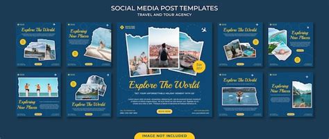 Premium Vector Instagram Posts Collection Template For Travel And