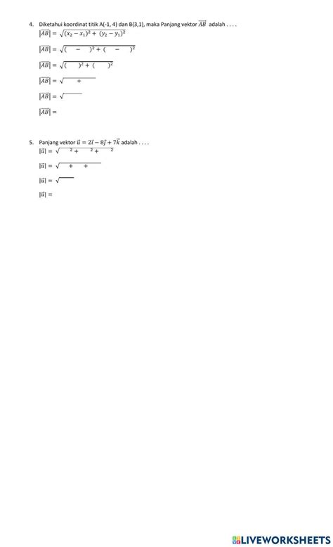 Lkpd Operasi Dan Panjang Vektor X Mia Online Exercise For Live Worksheets