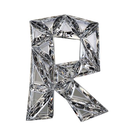 Crystal Triangulated Font Letter R D Render Alphabet Glamorous Shiny