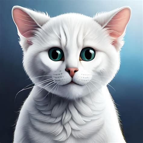 Un Gato Blanco Con Cuello Blanco Y Ojos Verdes Foto Premium