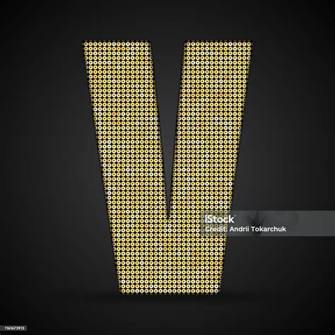 Vector Gold Glitter Sequins Letter V Stock Illustration Download Image Now Alphabet Bright