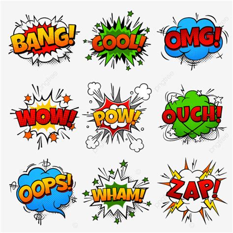 Comic Speech Bubbles Vector PNG Images, Comic Words Cartoon Speech ...